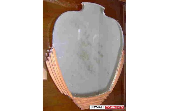 Handsome wood-framed Art Deco mirror measures appr