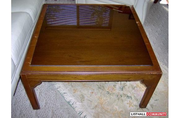 Elegant 32" square rich dark wood coffee tabl