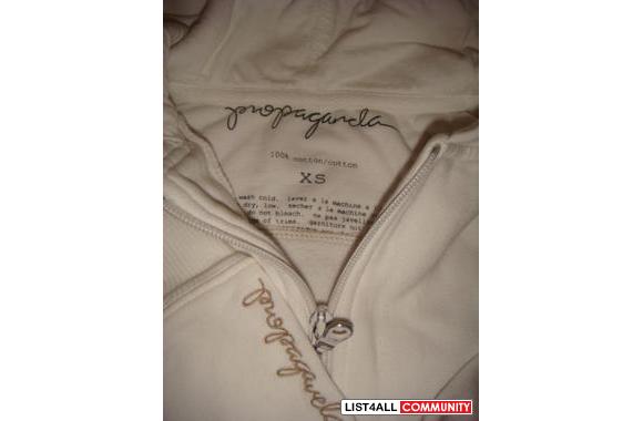 P ROPAGANDA ZIP-UP HOODIE- size XS- small light do