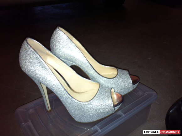 Silver sparkle heels