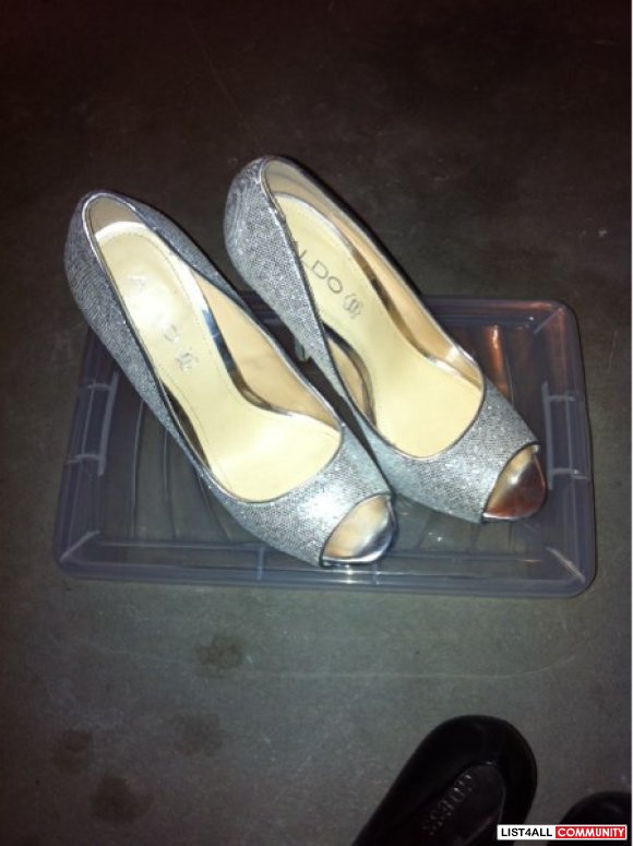Silver sparkle heels