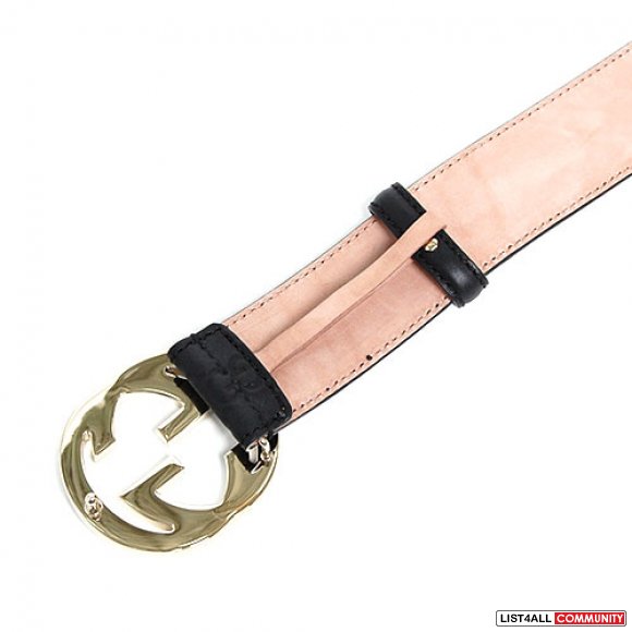 Gucci Interlocking G Guccissma Black Leather Belt 95/38