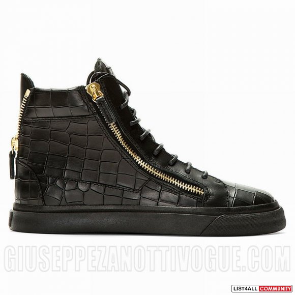 Giuseppe Zanotti Men's High Top Croc Sneakers Black