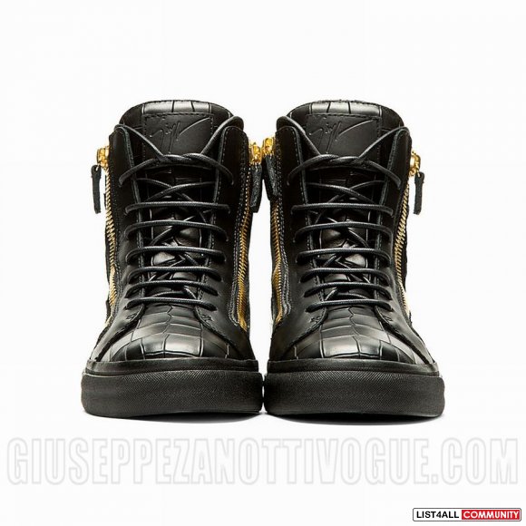Giuseppe Zanotti Men's High Top Croc Sneakers Black