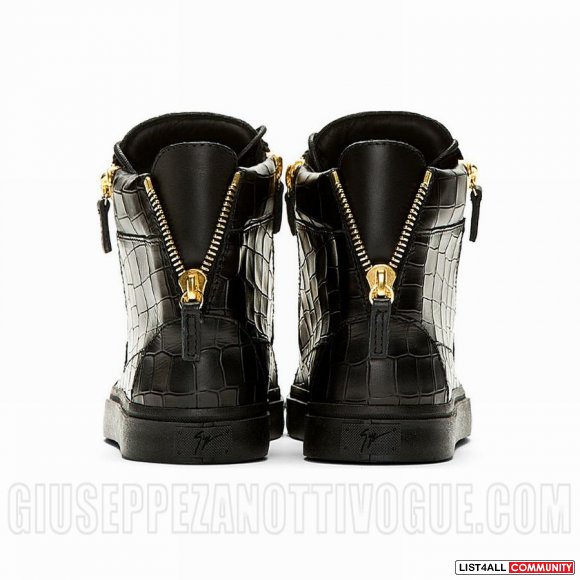 Giuseppe Zanotti Men's High Top Croc Sneakers Black
