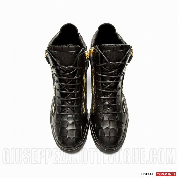 Giuseppe Zanotti Men's High Top Croc Sneakers Black