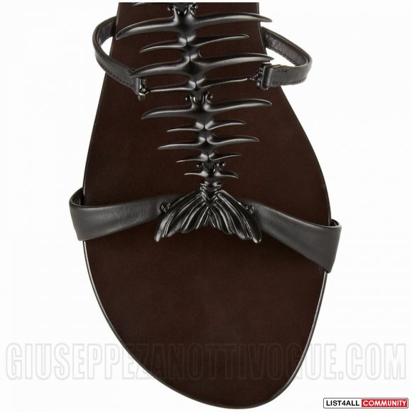 Promotions! Giuseppe Zanotti Fish embellished Leather Sandals Black