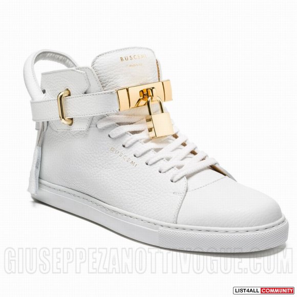 Buscemi Women's 100MM High Top Padlock Sneakers White
