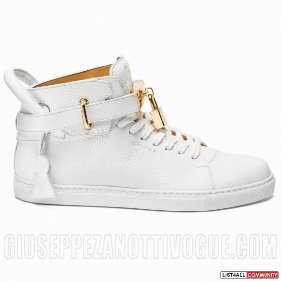 Buscemi Women's 100MM High Top Padlock Sneakers White