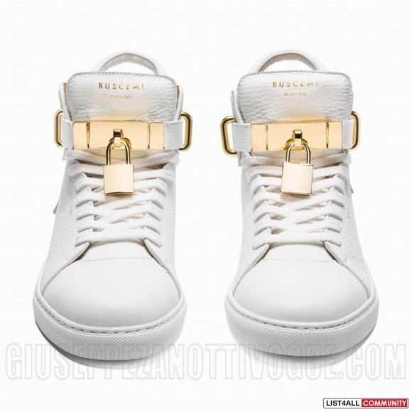 Buscemi Women's 100MM High Top Padlock Sneakers White