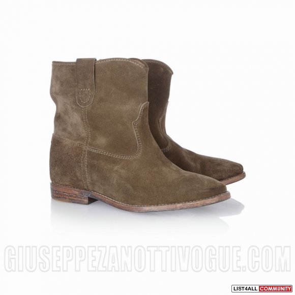 Isabel Marant Crisi Suede Concealed Wedge Biker Boots Burnished bronze