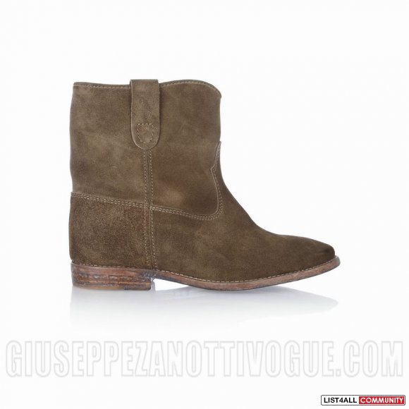 Isabel Marant Crisi Suede Concealed Wedge Biker Boots Burnished bronze