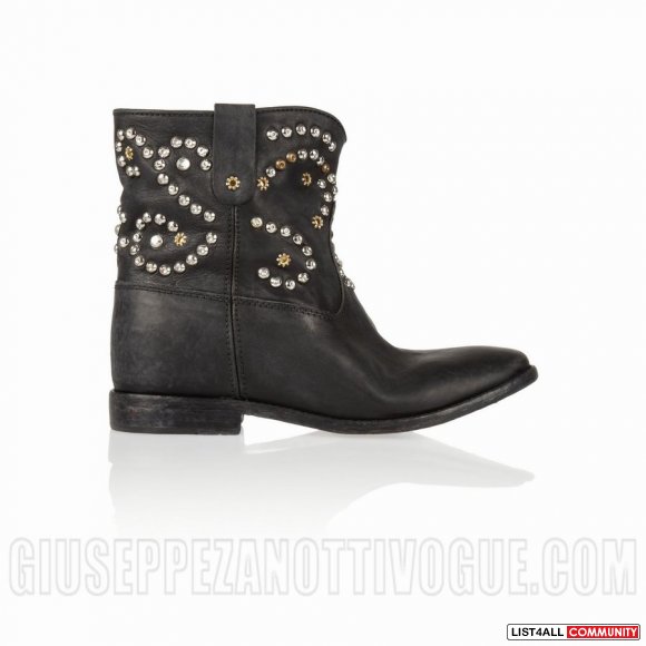 Isabel Marant Caleen Studded Leather Concealed Wedge Boots In Black