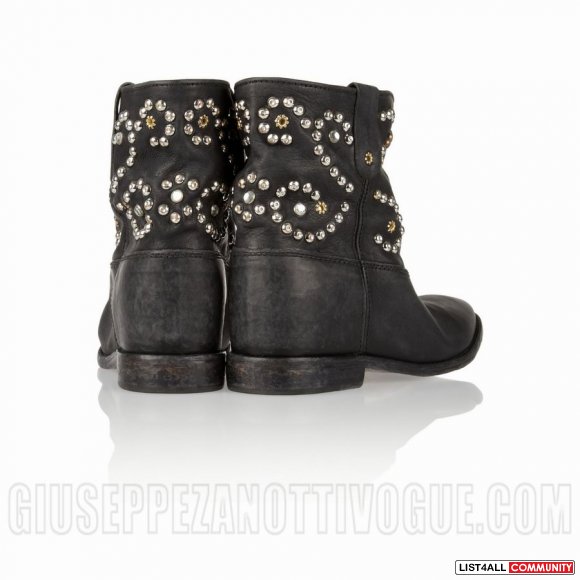Isabel Marant Caleen Studded Leather Concealed Wedge Boots In Black