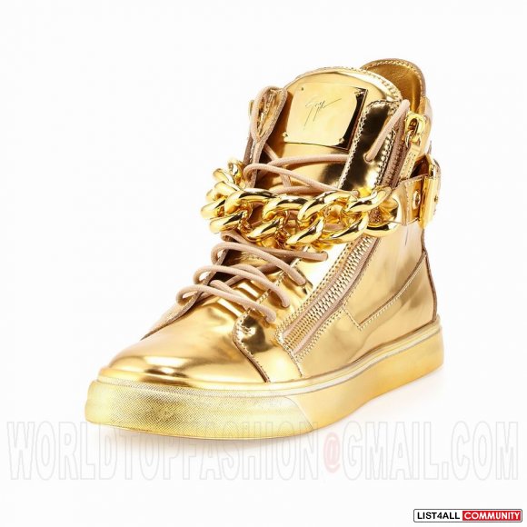 Giuseppe Zanotti Women's High Top Sneakers Chain Gold