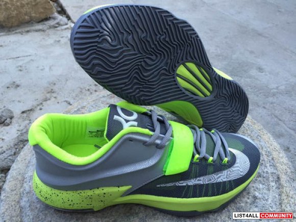 Nike KD VII Grey Fluorescent Green White Shoe