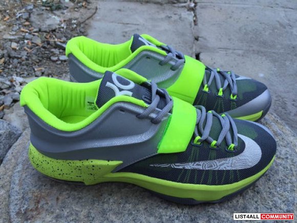 Nike KD VII Grey Fluorescent Green White Shoe