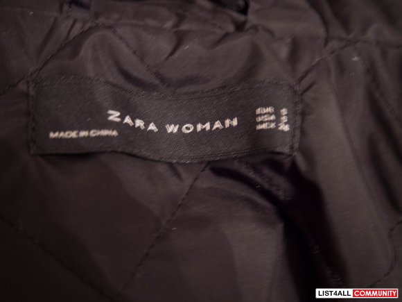Zara winter navy blue parka/coat w/ removable warm lining sz Sm