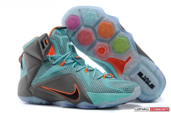 Cheap Lebron 12 Elite Orange Grey Black Blue www.lebron12cheap.com