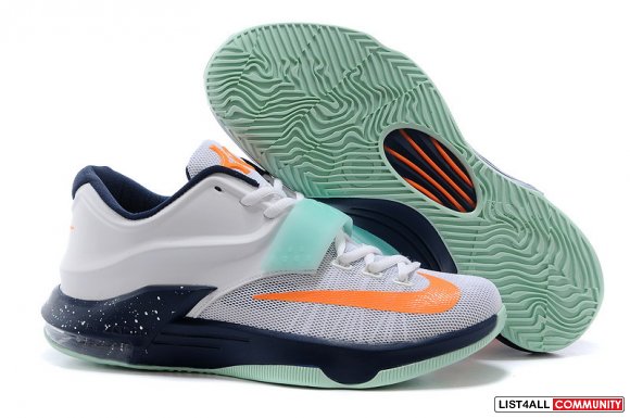 Cheap Nike KD VII 7 Orange White Blue Green www.lebronsheocheap.com