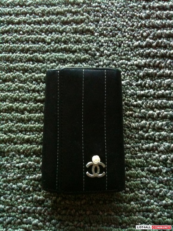 Auth CHANEL CC Logo Six Hooks Key Case Black Lambskin Leather
