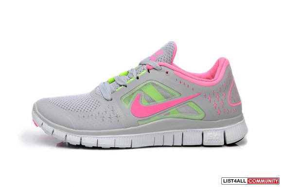Nike Free Run 3 Grey Pink Geeen,www.cheapnikefreern.com