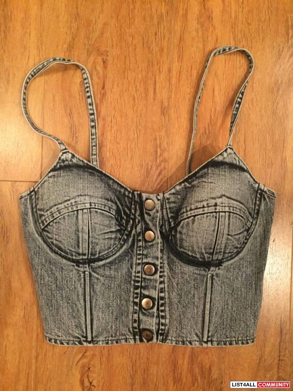 BNWT ICE (Australian brand) denim bustier crop top -S