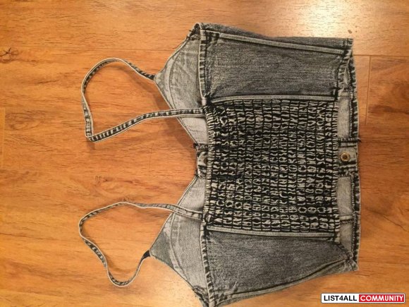 BNWT ICE (Australian brand) denim bustier crop top -S