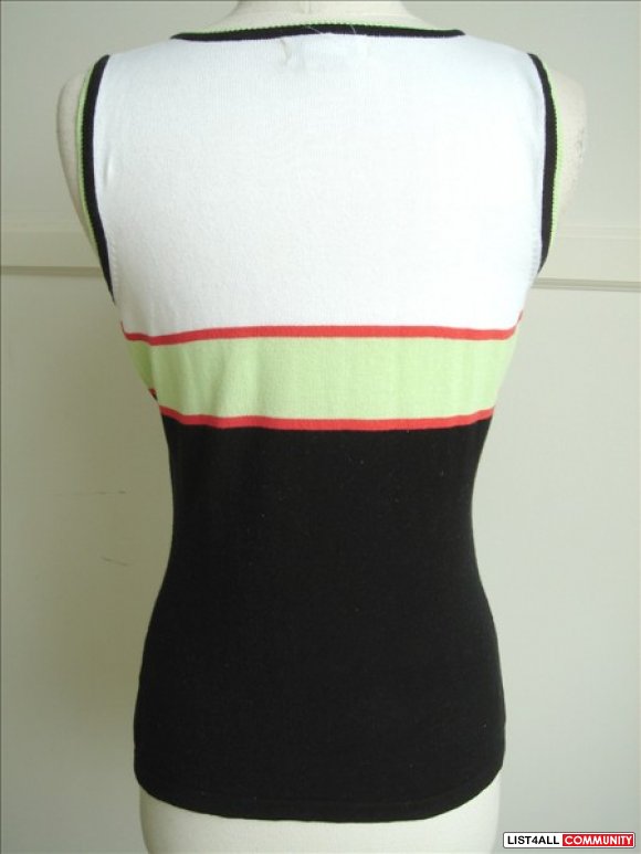 Coton Belt - White/Black Color Knit Tank Top / Sleeveless / Cami