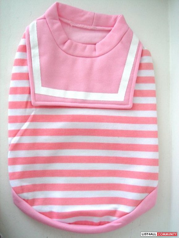 Small Medium Dog Shirt / T-Shirt - Pink & White Stripe