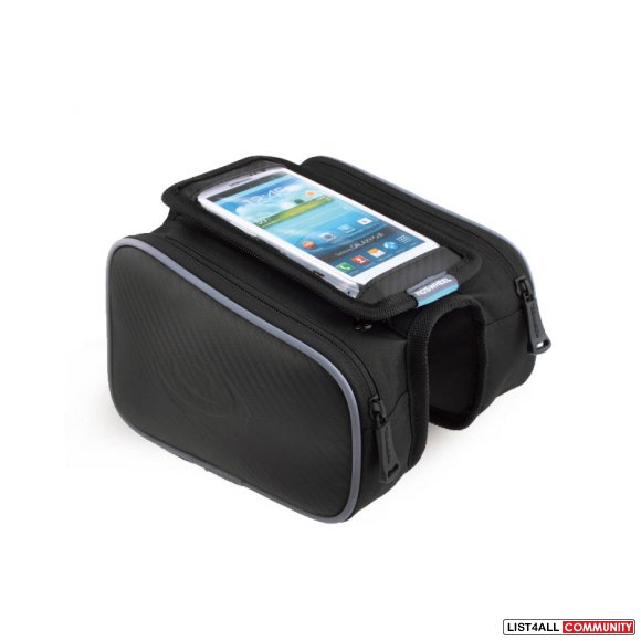 Bicycle Bike Frame Double Pannier Phone Pouch Bag - 1.8L 5.5" Screen