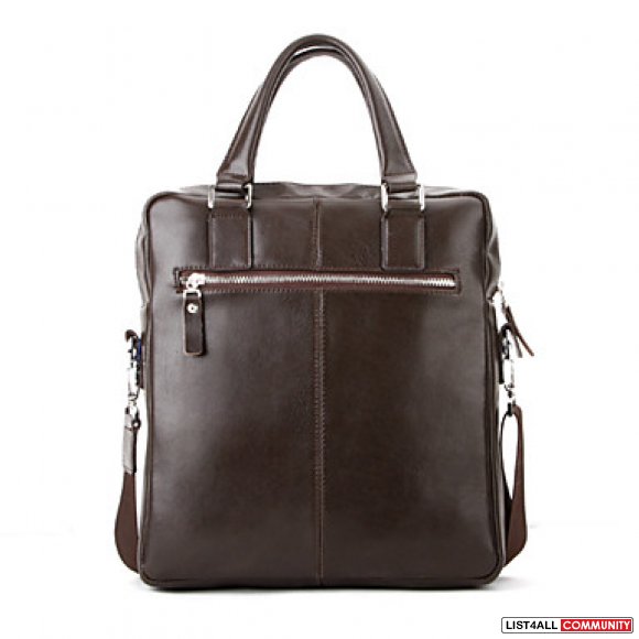 Leather Crossbody Messager Bag - Brown