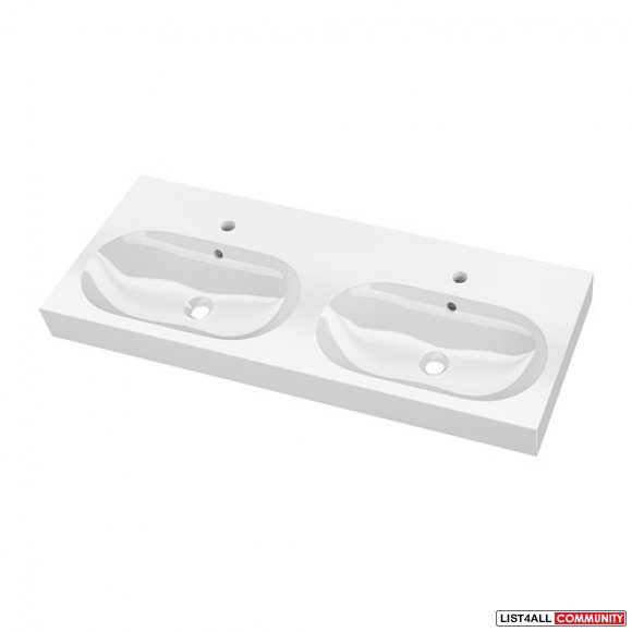 Ikea BRAVIKEN 2 Bowls Vanity Sink - White