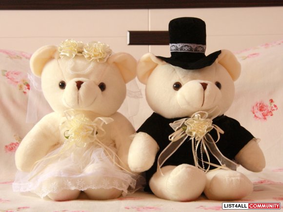 Teddy Bear Bride & Groom Wedding Bridal Couple Plush Set