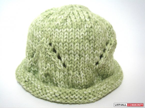 Baby HandKnit Beanie Hat - Mint Green Color