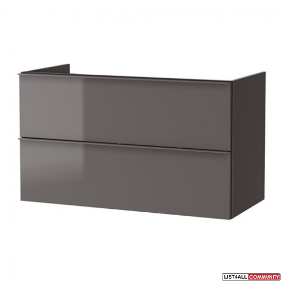 Ikea GODMORGON Sink Cabinet with 2 Drawers - High Gloss Gray