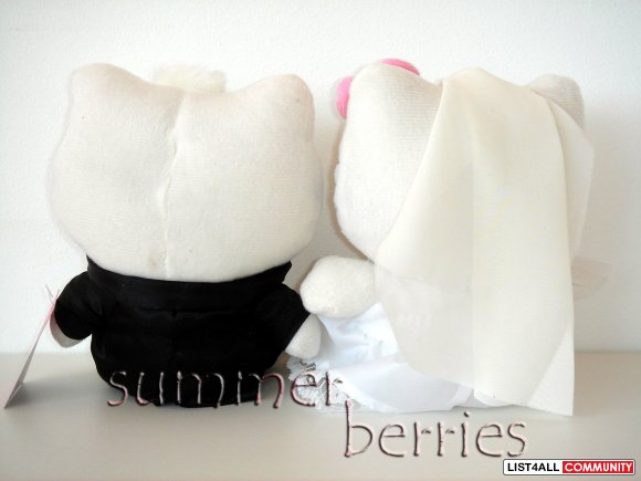 Hello Kitty Bride & Groom Wedding Bridal Couple Plush Set -Black&White