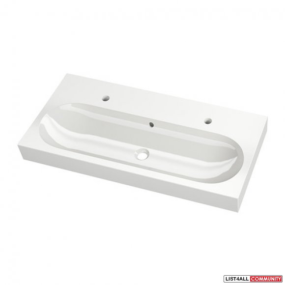 Ikea BRAVIKEN 1 Bowl Vanity Sink - White - 100cm