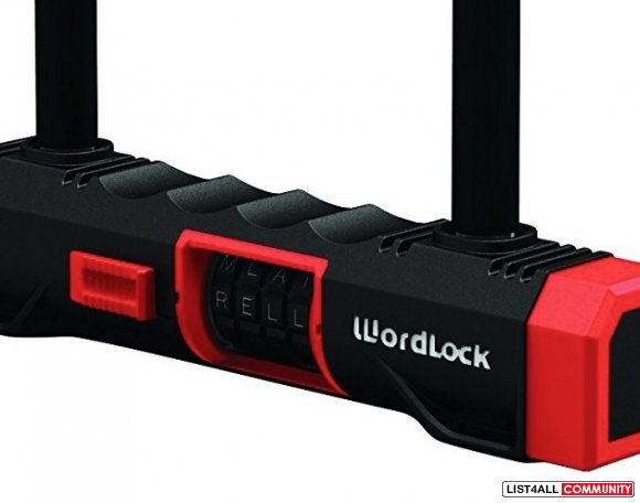 WORDLOCK Resettable Word Combination U-Lock 15mm - Black Red