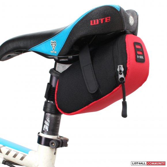 Bicycle Bike Seat Saddle Tail Pouch Bag - Black Red