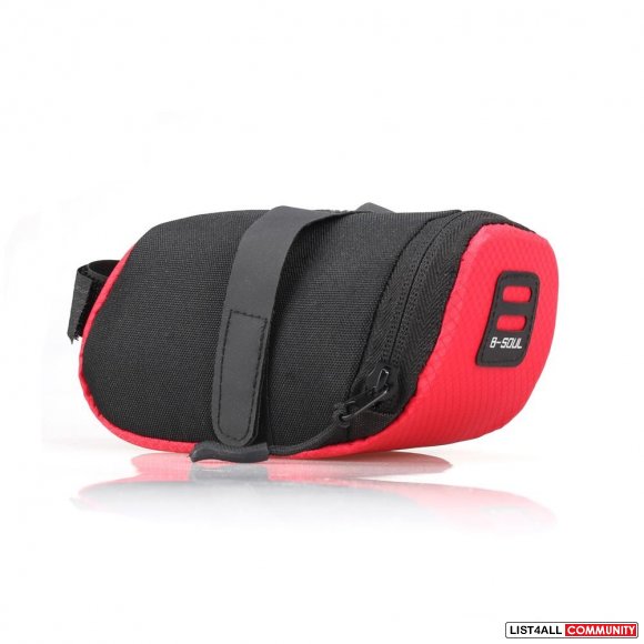 Bicycle Bike Seat Saddle Tail Pouch Bag - Black Red