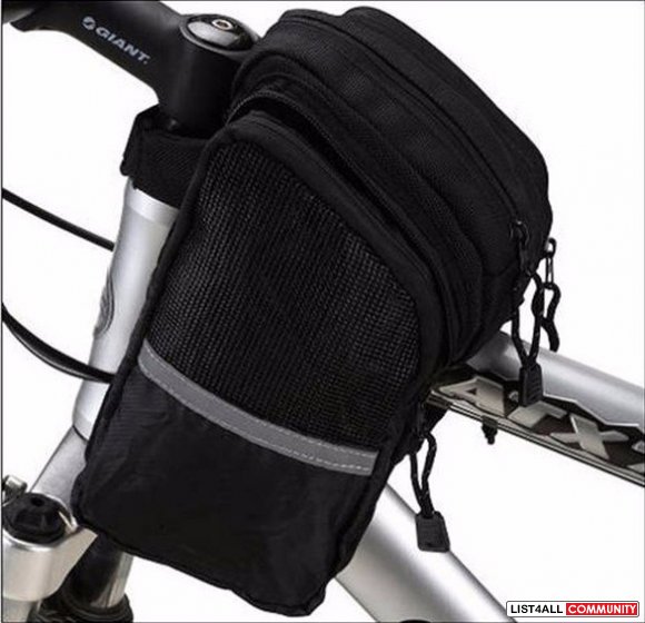 Bicycle Bike Frame Top Tube Double Pannier Pouch Bag - Black Red