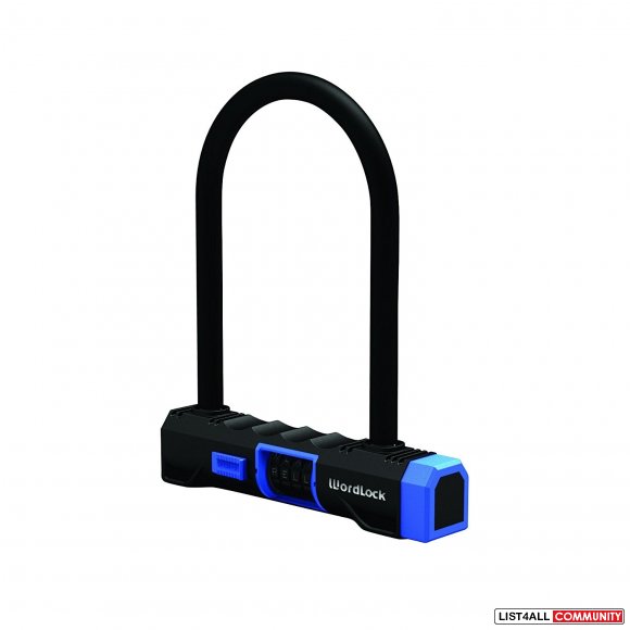 WORDLOCK Resettable Word Combination U-Lock 15mm - Black Blue
