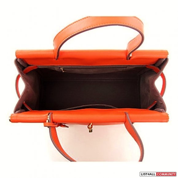 Leather Tote Bag Handbag - Orange