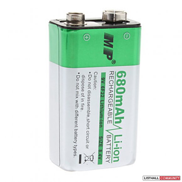 MP 680mAh 9V Li-Ion 8.4V Rechargeable Battery