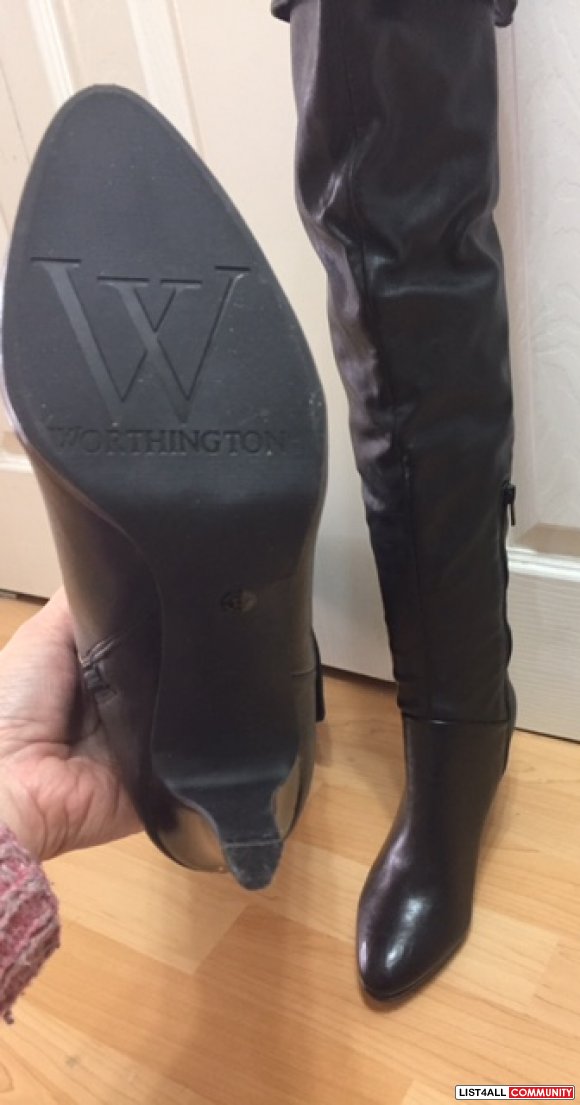 Black over the knee leather boots- Worthington Brand new- $55.00