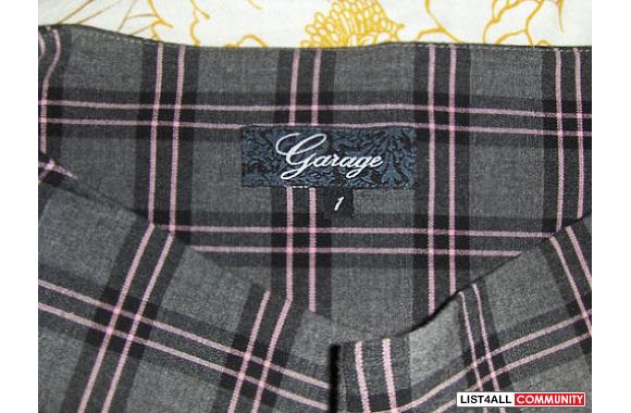 Gray and pink plaid   Garage   mini skirt/skort. S