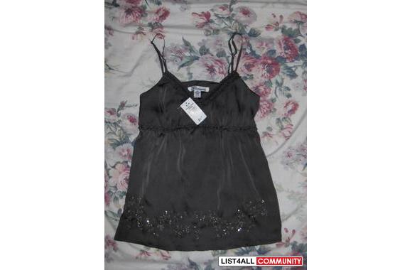 Satin   Bluenotes   Babydoll tank w/beads. Size Sm