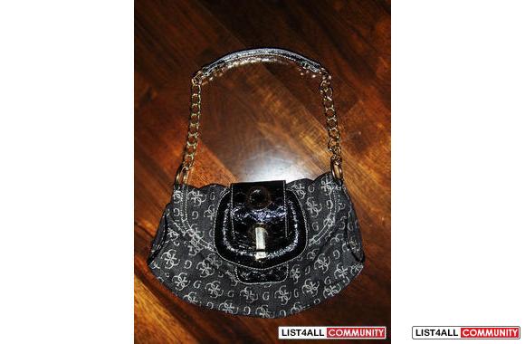 Denim logo  Guess   handbag w/ snake skin straps .