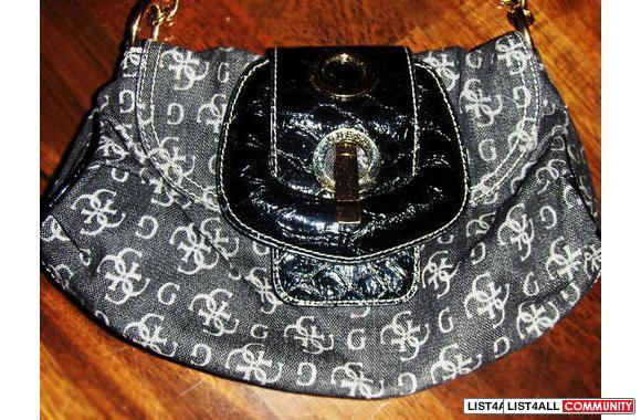 Denim logo  Guess   handbag w/ snake skin straps .